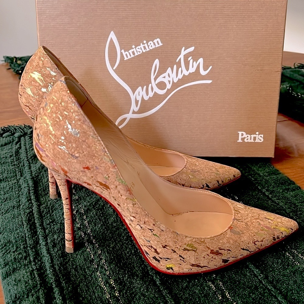 Christian Louboutin Gorgeous Gold Cork Heels
